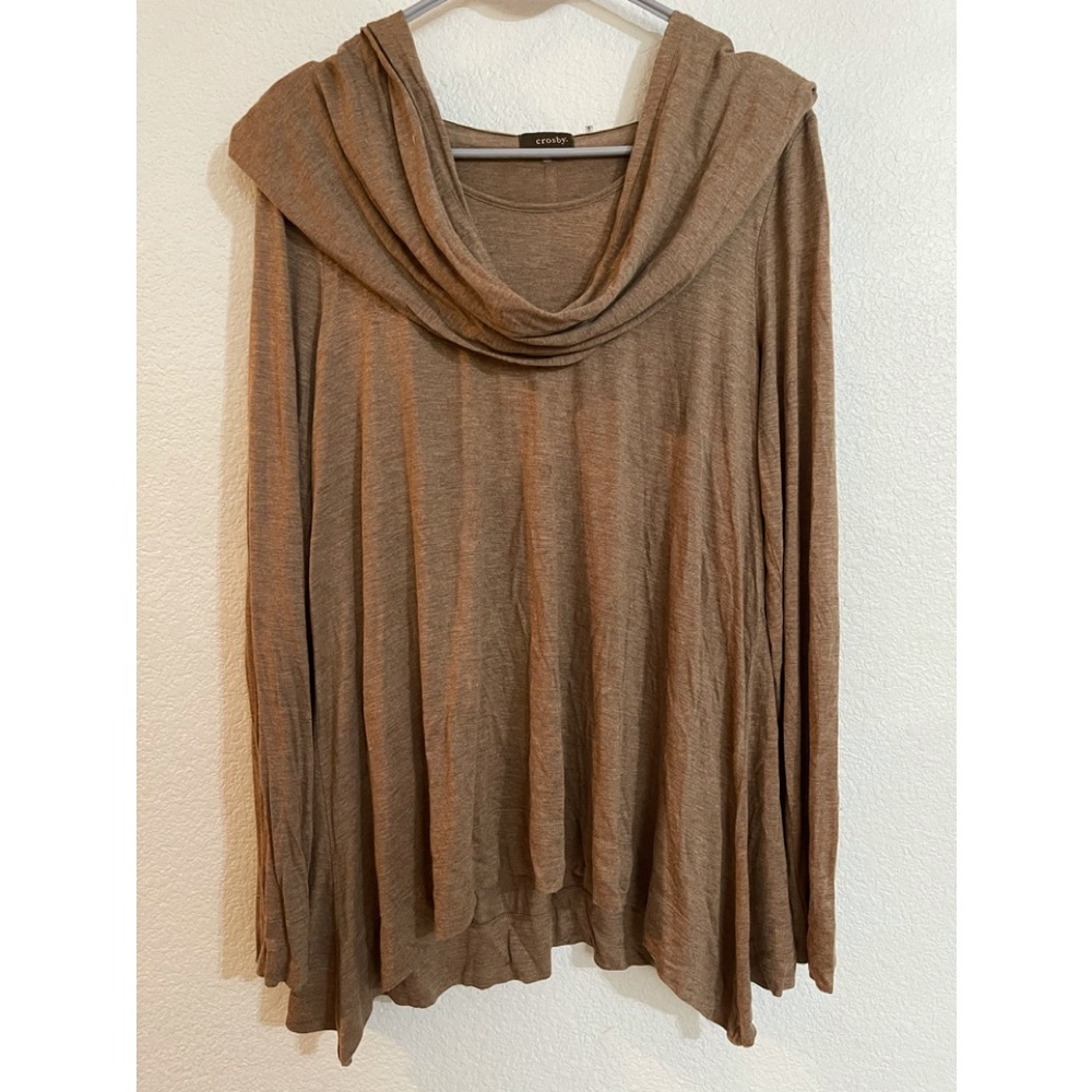 Crosby scoop neck detachable scarf/hoodie top